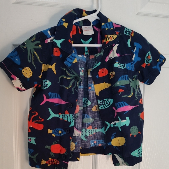 Hanna Andersson Navy Fish Print Kids Shirt - Picture 1 of 4